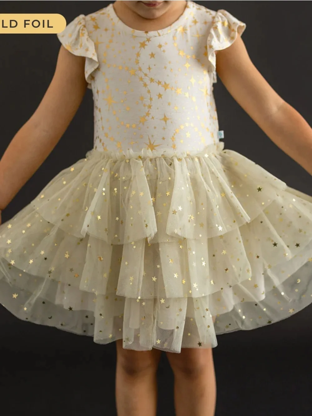 Posh Peanut Olympia Ruffled Cap Sleeve Tulle Dress